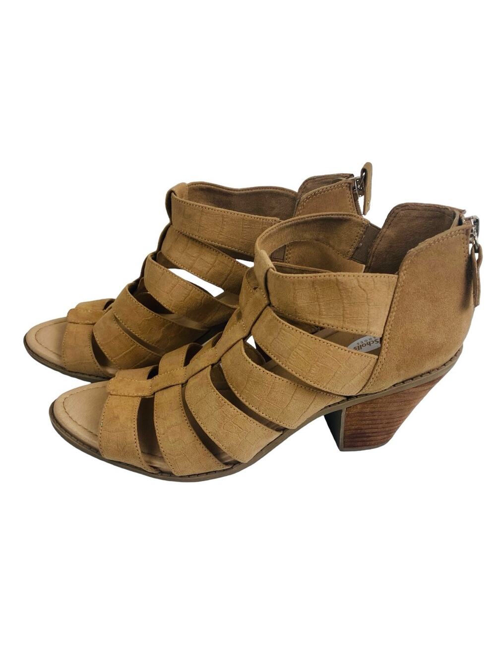 Dr. Scholl's Chaser Caged Stacked Heel Microfiber Open Toe Sandals Size 10M
